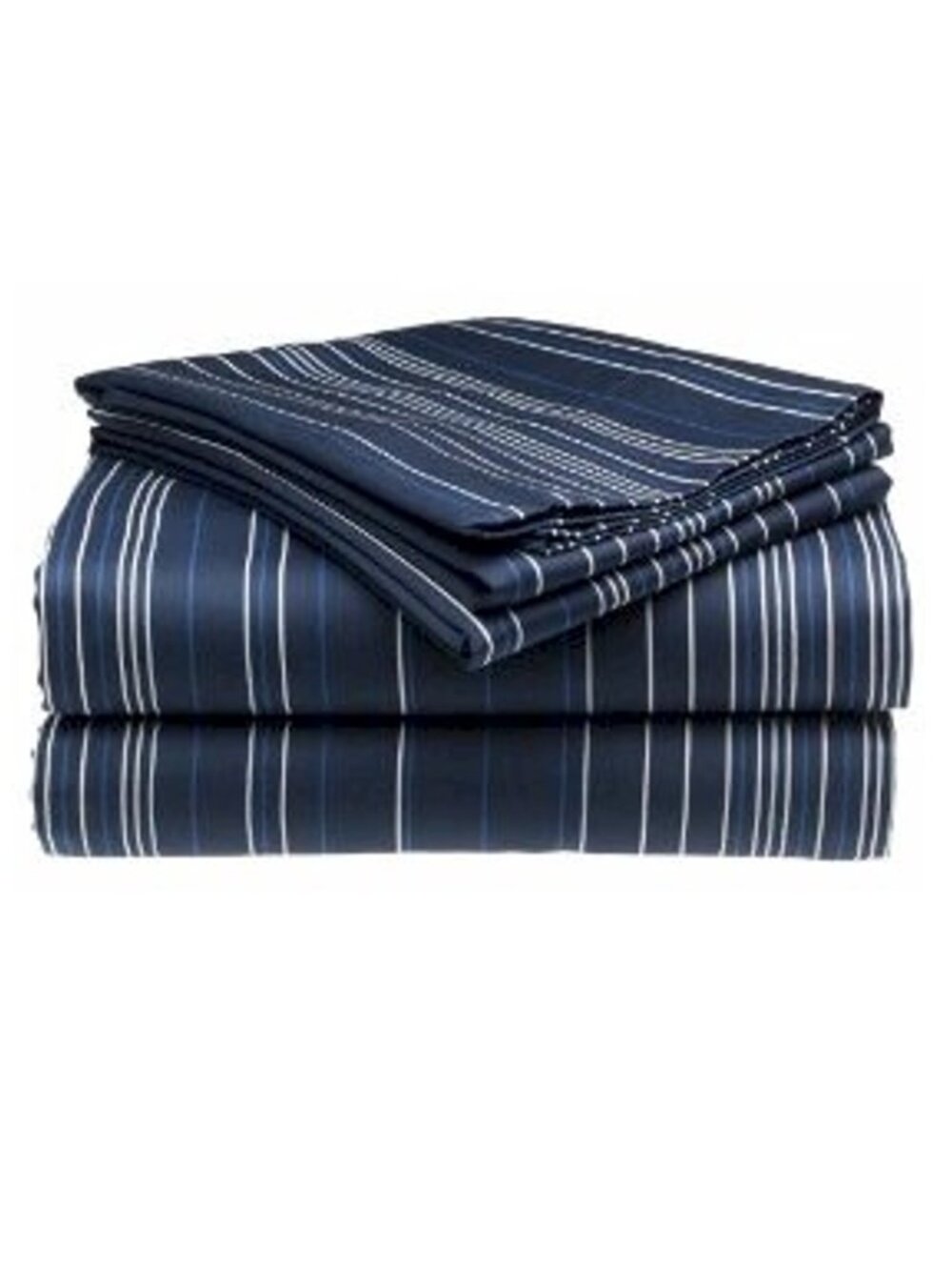 NEW~Vintage TWIN COTTON Deep Fitted Sheet Set~Nautica navy blue/white pinstripes